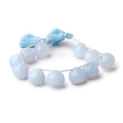 14-15mm Pale Turkish Chalcedony Faceted Candy Kiss Beads 7 inch 11 pieces (ONLINE ORDER ONLY)