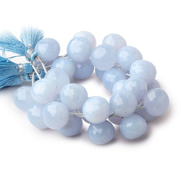 14-15mm Pale Turkish Chalcedony Faceted Candy Kiss Beads 7 inch 11 pieces (ONLINE ORDER ONLY)