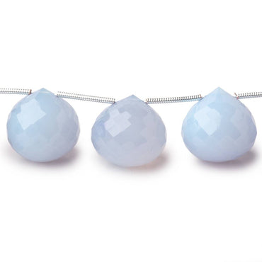 14-15mm Pale Turkish Chalcedony Faceted Candy Kiss Beads 7 inch 11 pieces (ONLINE ORDER ONLY)
