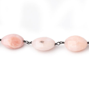 14-15mm Pink Peruvian Opal Faced Oval Beads on Black Gold over .925 Silver Chain (ONLINE ORDER ONLY)