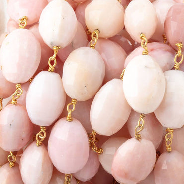 14-15mm Pink Peruvian Opal Faceted Oval Beads on Vermeil Chain (ONLINE ORDER ONLY)