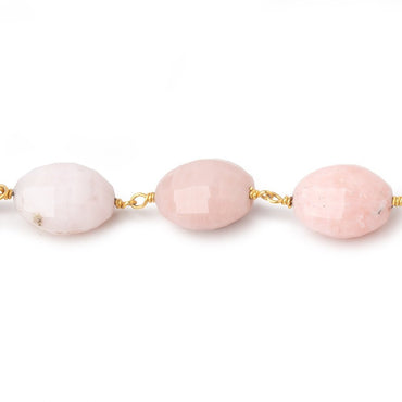 14-15mm Pink Peruvian Opal Faceted Oval Beads on Vermeil Chain (ONLINE ORDER ONLY)