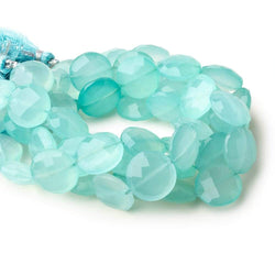 14-15mm Seafoam Blue Chalcedony faceted coins 8 inch 14 beads (ONLINE ORDER ONLY)