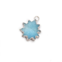 14-15mm Silver Leafed Blue Drusy Star Burst Pendant 1 focal piece (ONLINE ORDER ONLY)