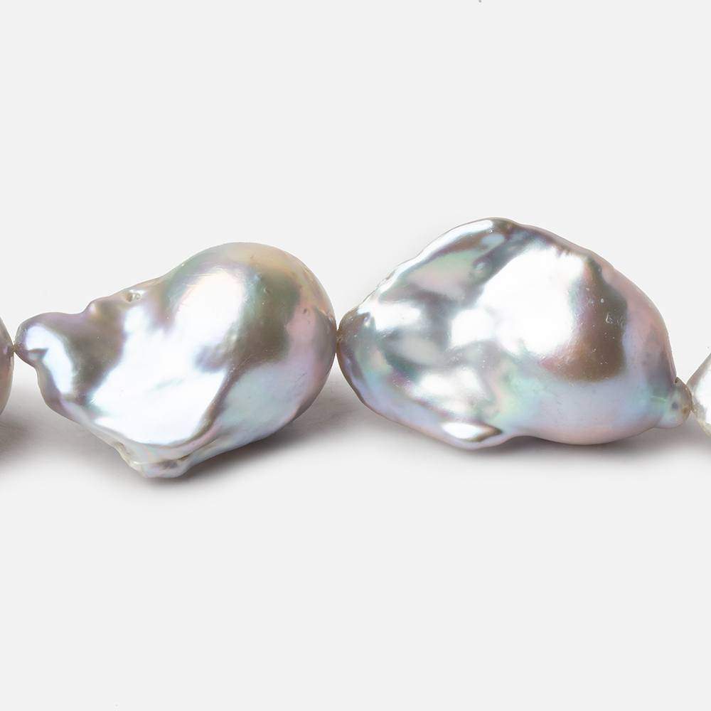 14-15mm Silver Ultra Baroque Freshwater Pearls 15.5 inch 15 pcs .8mm drill hole AAA (ONLINE ORDER ONLY)