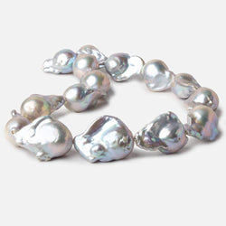 14-15mm Silver Ultra Baroque Freshwater Pearls 15.5 inch 15 pcs .8mm drill hole AAA (ONLINE ORDER ONLY)