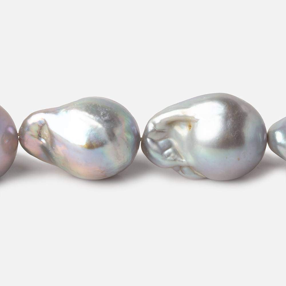 14-15mm Silver Ultra Baroque Freshwater Pearls 16 inch 18 pcs .8mm drill hole AAA (ONLINE ORDER ONLY)