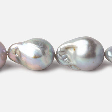 14-15mm Silver Ultra Baroque Freshwater Pearls 16 inch 18 pcs .8mm drill hole AAA (ONLINE ORDER ONLY)