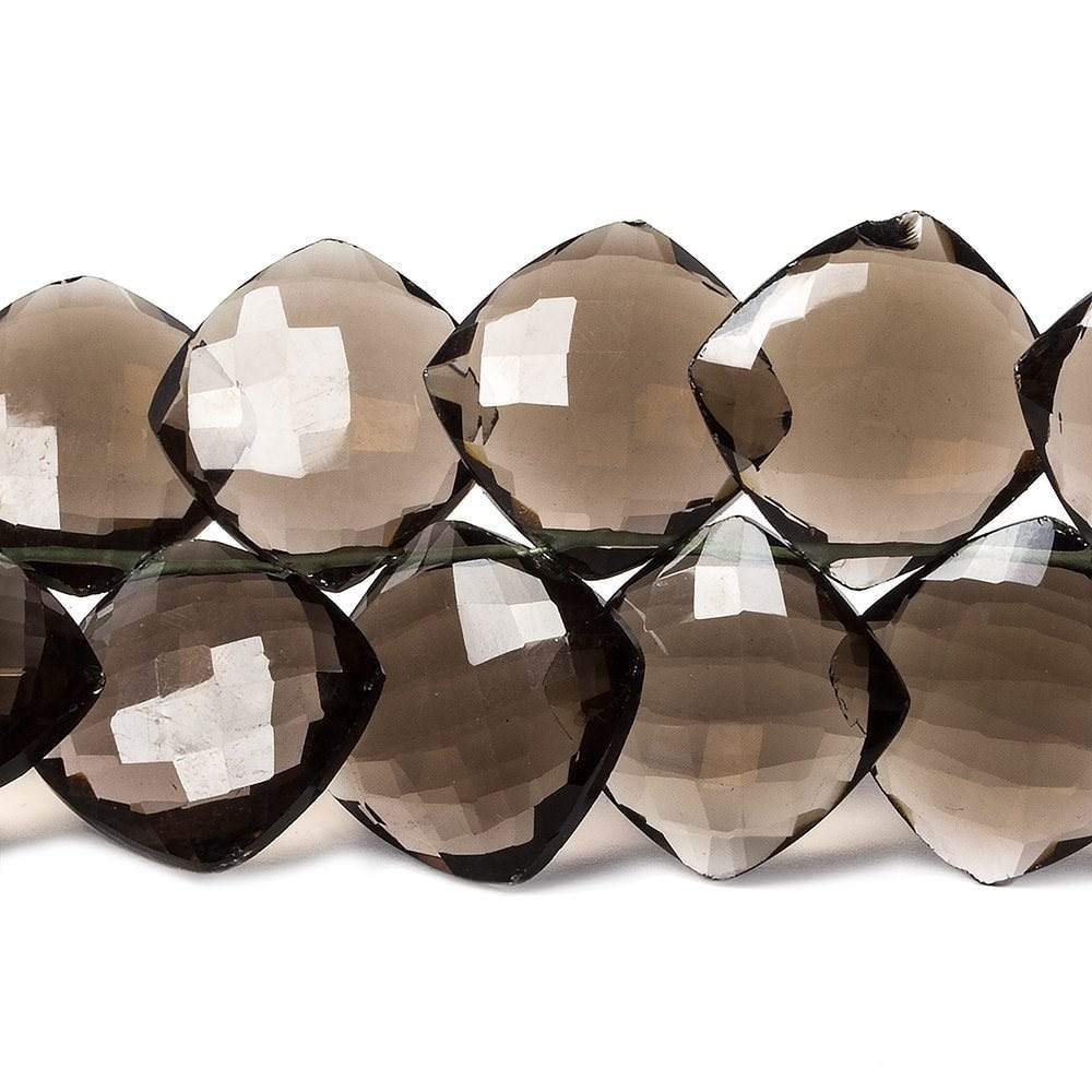 14-15mm Smoky Brown Quartz faceted pillow beads 7 inch 20 pieces (ONLINE ORDER ONLY)