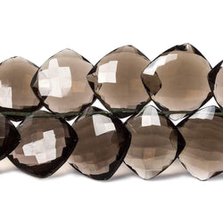 14-15mm Smoky Brown Quartz faceted pillow beads 7 inch 20 pieces (ONLINE ORDER ONLY)