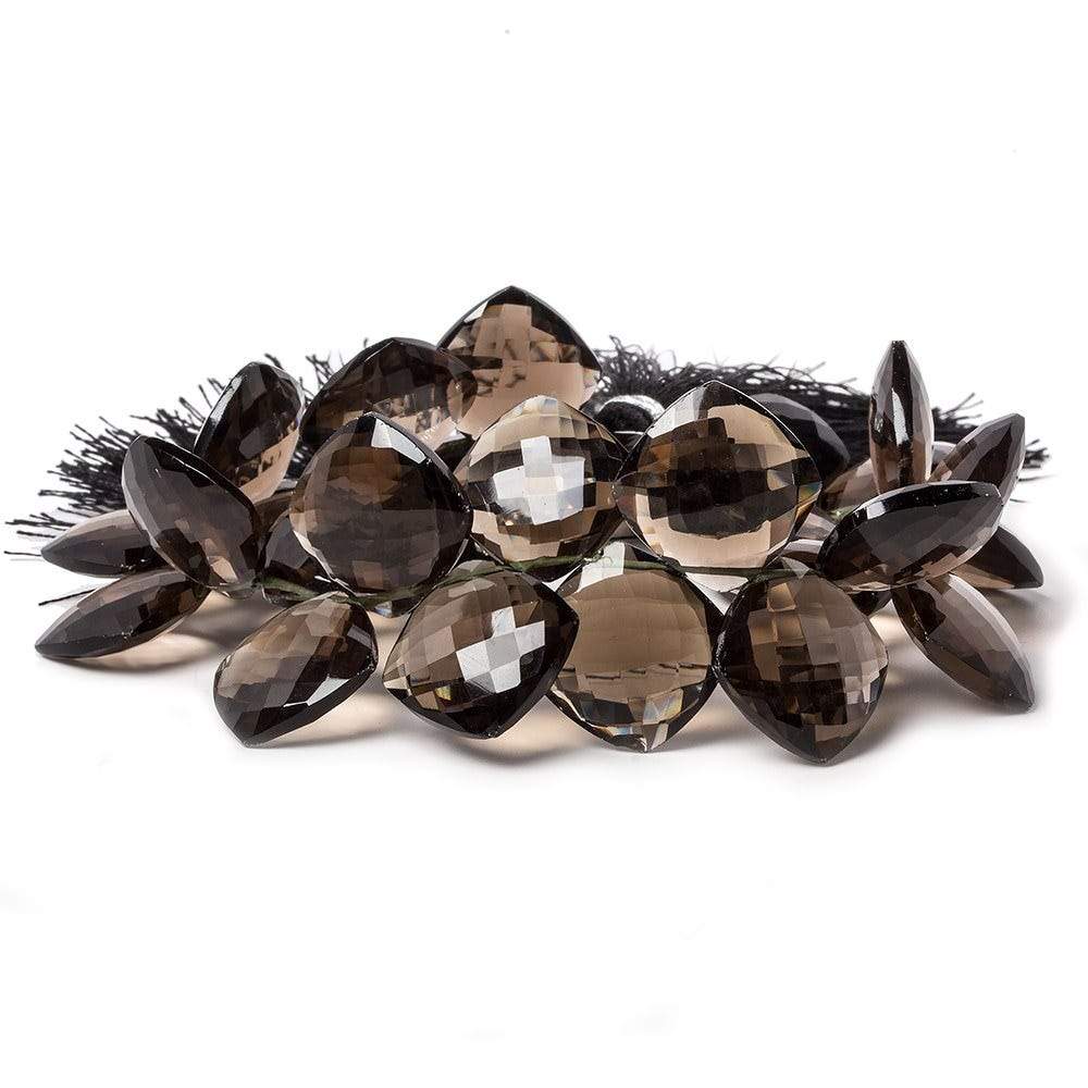 14-15mm Smoky Brown Quartz faceted pillow beads 7 inch 20 pieces (ONLINE ORDER ONLY)