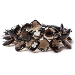 14-15mm Smoky Brown Quartz faceted pillow beads 7 inch 20 pieces (ONLINE ORDER ONLY)