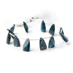 14-15mm Teal Moss Kyanite Pavilion Faceted Triangle Beads 6 inch 11 pieces (ONLINE ORDER ONLY)