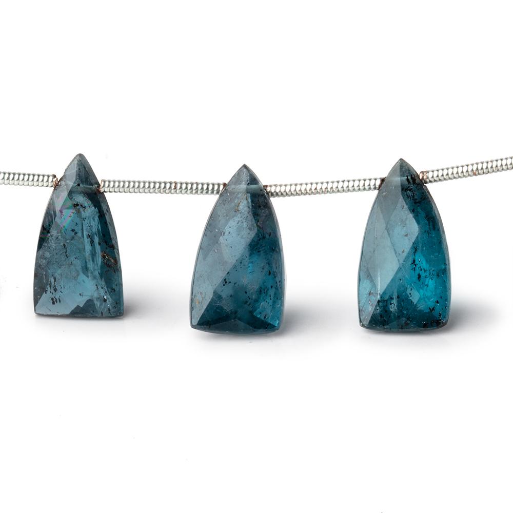 14-15mm Teal Moss Kyanite Pavilion Faceted Triangle Beads 6 inch 11 pieces (ONLINE ORDER ONLY)