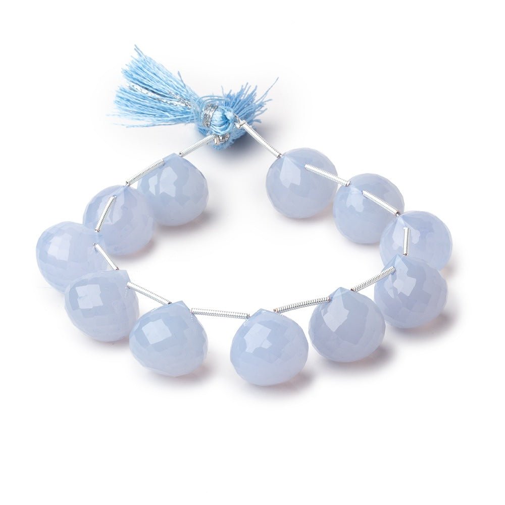 14-15mm Turkish Chalcedony Faceted Candy Kiss Beads 7 inch 11 pieces (ONLINE ORDER ONLY)