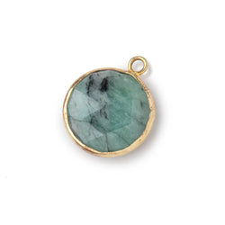 14-15mm Vermeil Bezel Emerald Faceted Coin Pendant 1 piece (ONLINE ORDER ONLY)