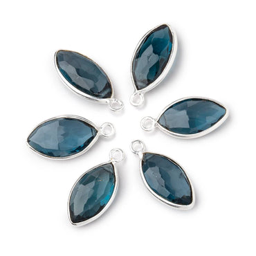 14-16mm .925 Silver Bezel London Blue Topaz Faceted Marquise Pendant 1 piece AAA (ONLINE ORDER ONLY)