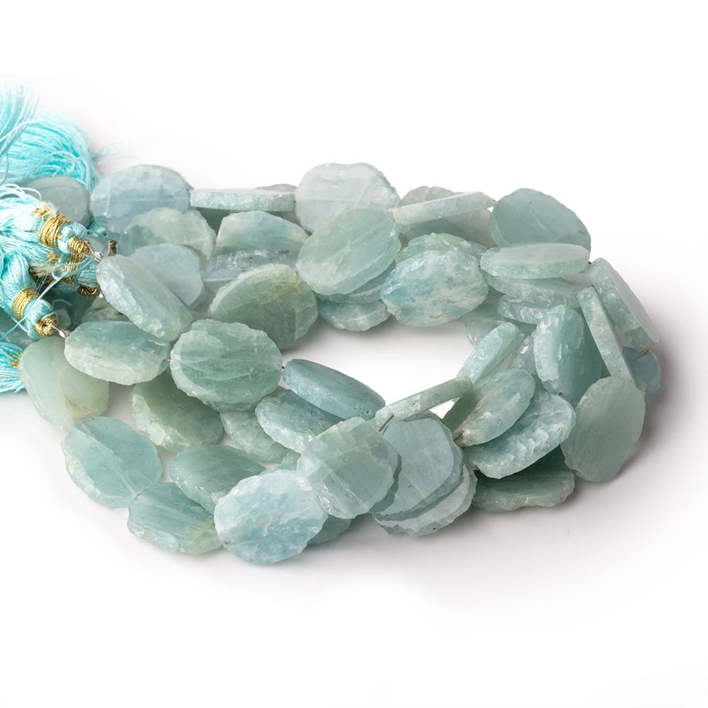 14-16mm Aquamarine Straight Drill Slice Beads 8 inch 13 pieces (ONLINE ORDER ONLY)