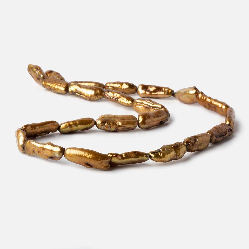 14-16mm Bronze Straight Drill Biwa Freshwater Pearl Beads 16 inch 25 pcs (ONLINE ORDER ONLY)