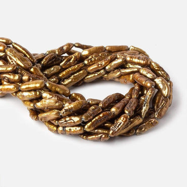 14-16mm Bronze Straight Drill Biwa Freshwater Pearl Beads 16 inch 25 pcs (ONLINE ORDER ONLY)