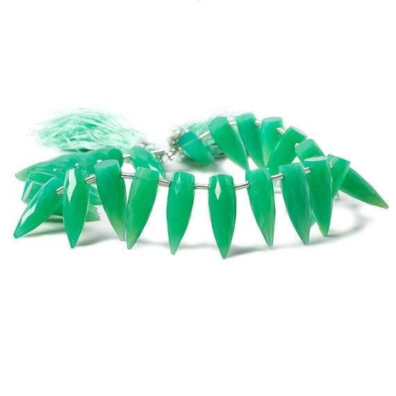 14-16mm Green Chalcedony Faceted Fancy Beads 8 inch 26 pieces (ONLINE ORDER ONLY)