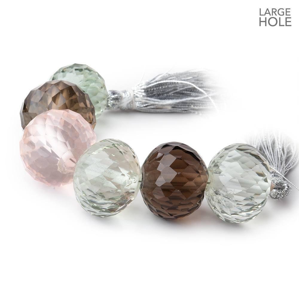 14-16mm Multiple Quartz Concave Large Hole Faceted Rondelles 6 Beads AAA (ONLINE ORDER ONLY)