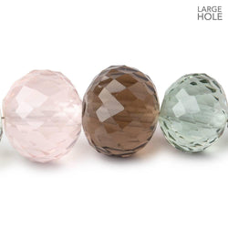 14-16mm Multiple Quartz Concave Large Hole Faceted Rondelles 6 Beads AAA (ONLINE ORDER ONLY)
