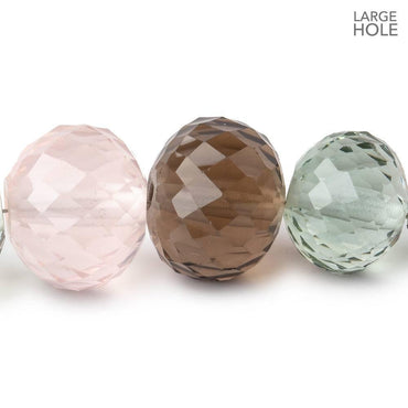 14-16mm Multiple Quartz Concave Large Hole Faceted Rondelles 6 Beads AAA (ONLINE ORDER ONLY)