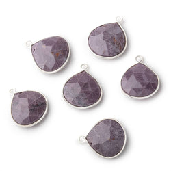 14-16mm Sterling Silver Bezel Turkish Purple Jade Heart Focals 1 piece (ONLINE ORDER ONLY)