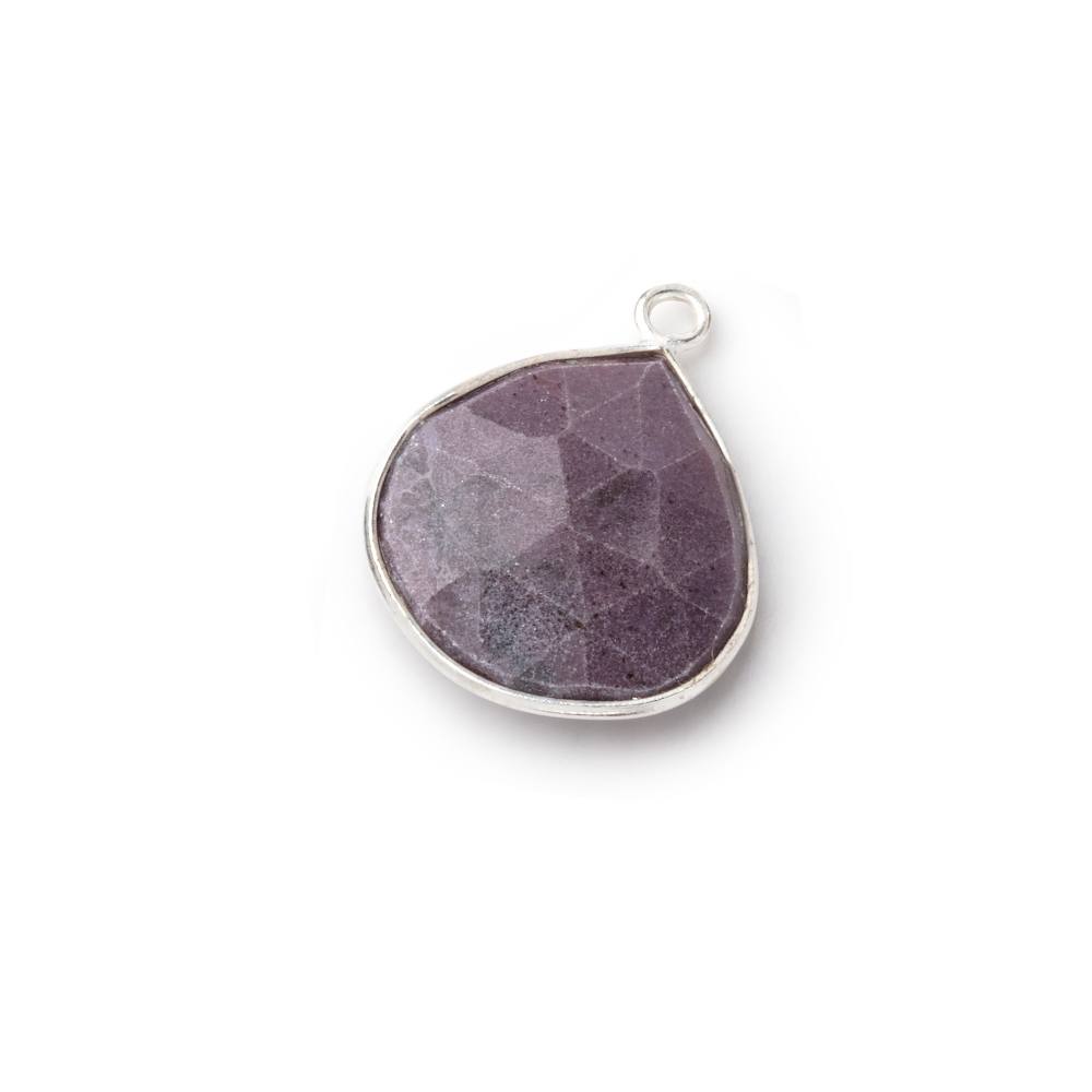 14-16mm Sterling Silver Bezel Turkish Purple Jade Heart Focals 1 piece (ONLINE ORDER ONLY)