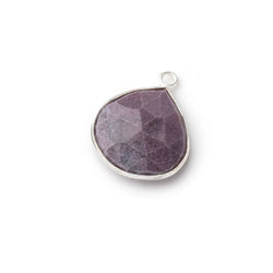 14-16mm Sterling Silver Bezel Turkish Purple Jade Heart Focals 1 piece (ONLINE ORDER ONLY)