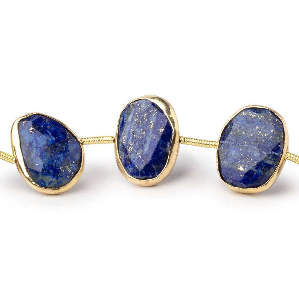 14-16mm Vermeil Bezel Lapis Lazuli Faceted Nuggets 7.5 inch 11 Beads (ONLINE ORDER ONLY)