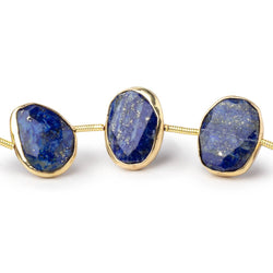 14-16mm Vermeil Bezel Lapis Lazuli Faceted Nuggets 7.5 inch 11 Beads (ONLINE ORDER ONLY)