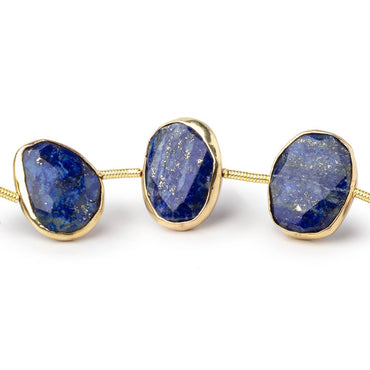 14-16mm Vermeil Bezel Lapis Lazuli Faceted Nuggets 7.5 inch 11 Beads (ONLINE ORDER ONLY)