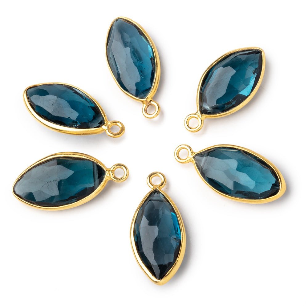 14-16mm Vermeil Bezel London Blue Topaz Faceted Marquise Pendant 1 piece AAA (ONLINE ORDER ONLY)