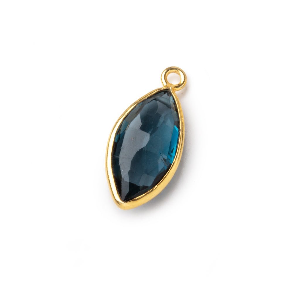 14-16mm Vermeil Bezel London Blue Topaz Faceted Marquise Pendant 1 piece AAA (ONLINE ORDER ONLY)