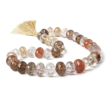 14-18.5mm Rutilated Quartz faceted rondelles 16 inch 37 beads AAA (ONLINE ORDER ONLY)