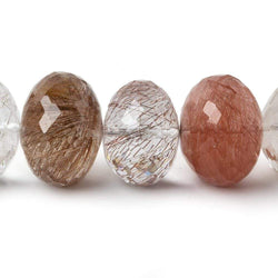 14-18.5mm Rutilated Quartz faceted rondelles 16 inch 37 beads AAA (ONLINE ORDER ONLY)