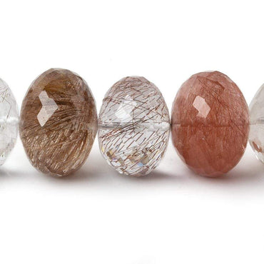14-18.5mm Rutilated Quartz faceted rondelles 16 inch 37 beads AAA (ONLINE ORDER ONLY)