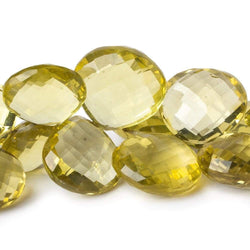 14-20mm Lemon Quartz Faceted Heart Briolette Beads 6 inch 22 pieces AAA (ONLINE ORDER ONLY)