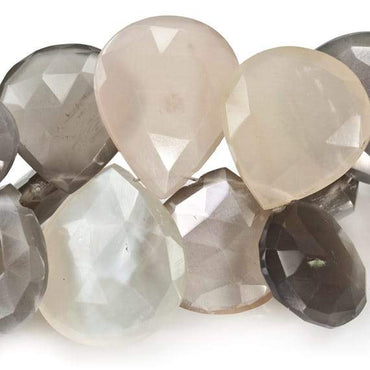 14-21mm Platinum and Blush Moonstone Faceted Heart Beads AAA 37 pieces (ONLINE ORDER ONLY)