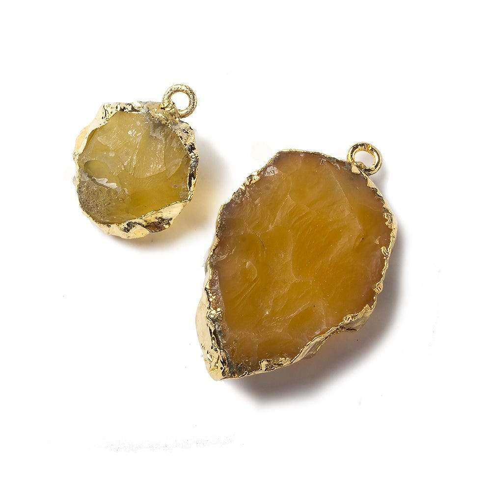 14-30x20mm Gold leaf Yellow Agate Hammer Faceted Connector Set of 2 (ONLINE ORDER ONLY)