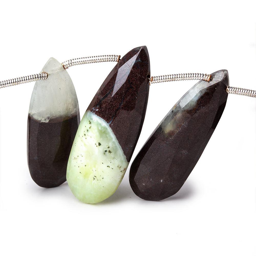 14-32mm Prehnite And Iron Ore Matrix Faceted Pears 8.5 inch 14 pieces (ONLINE ORDER ONLY)