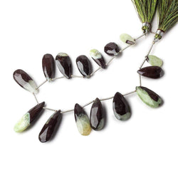 14-32mm Prehnite And Iron Ore Matrix Faceted Pears 8.5 inch 14 pieces (ONLINE ORDER ONLY)