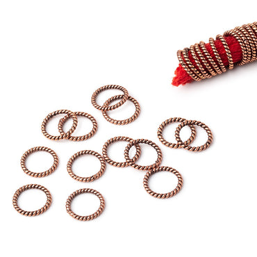 10mm Antiqued Copper Twisted Jumpring 8 inch 176 pieces (ONLINE ORDER ONLY)