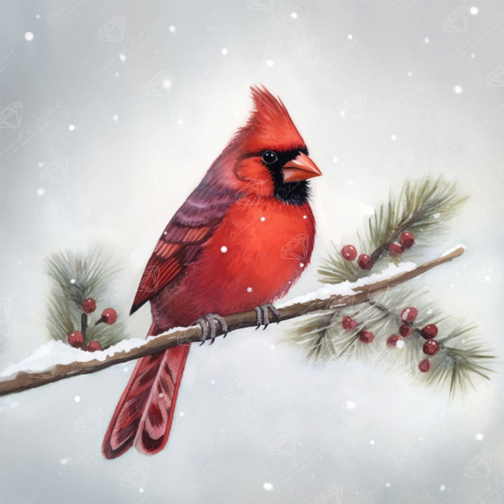 Diamond Art Club – Winter Cardinal Diamond Painting (Round Drill, 13" x 13") (ONLINE ORDER ONLY)
