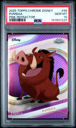 Graded 2025 Topps Chrome Disney Pumbaa #99 Pink Refractor #/250 The Lion King Trading Card PSA 10 Gem Mint