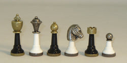 Chess Pieces - Black & White Metal Zinc and Wood Chess Pieces (ONLINE ORDER ONLY)