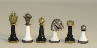 Chess Pieces - Black & White Metal Zinc and Wood Chess Pieces (ONLINE ORDER ONLY)