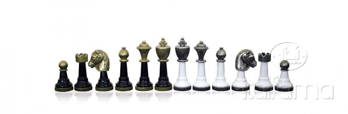 Chess Pieces - Black & White Metal Zinc and Wood Chess Pieces (ONLINE ORDER ONLY)